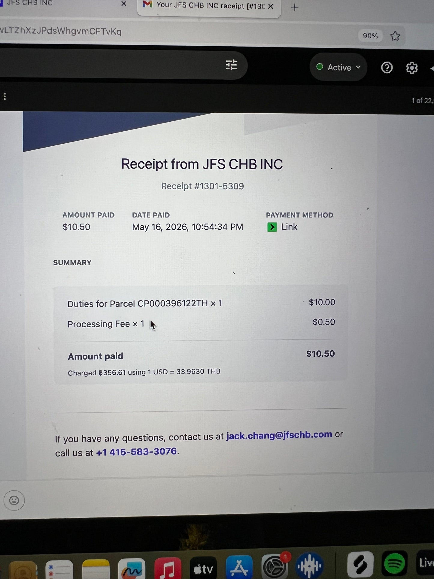 Zelda cap import duty prepay