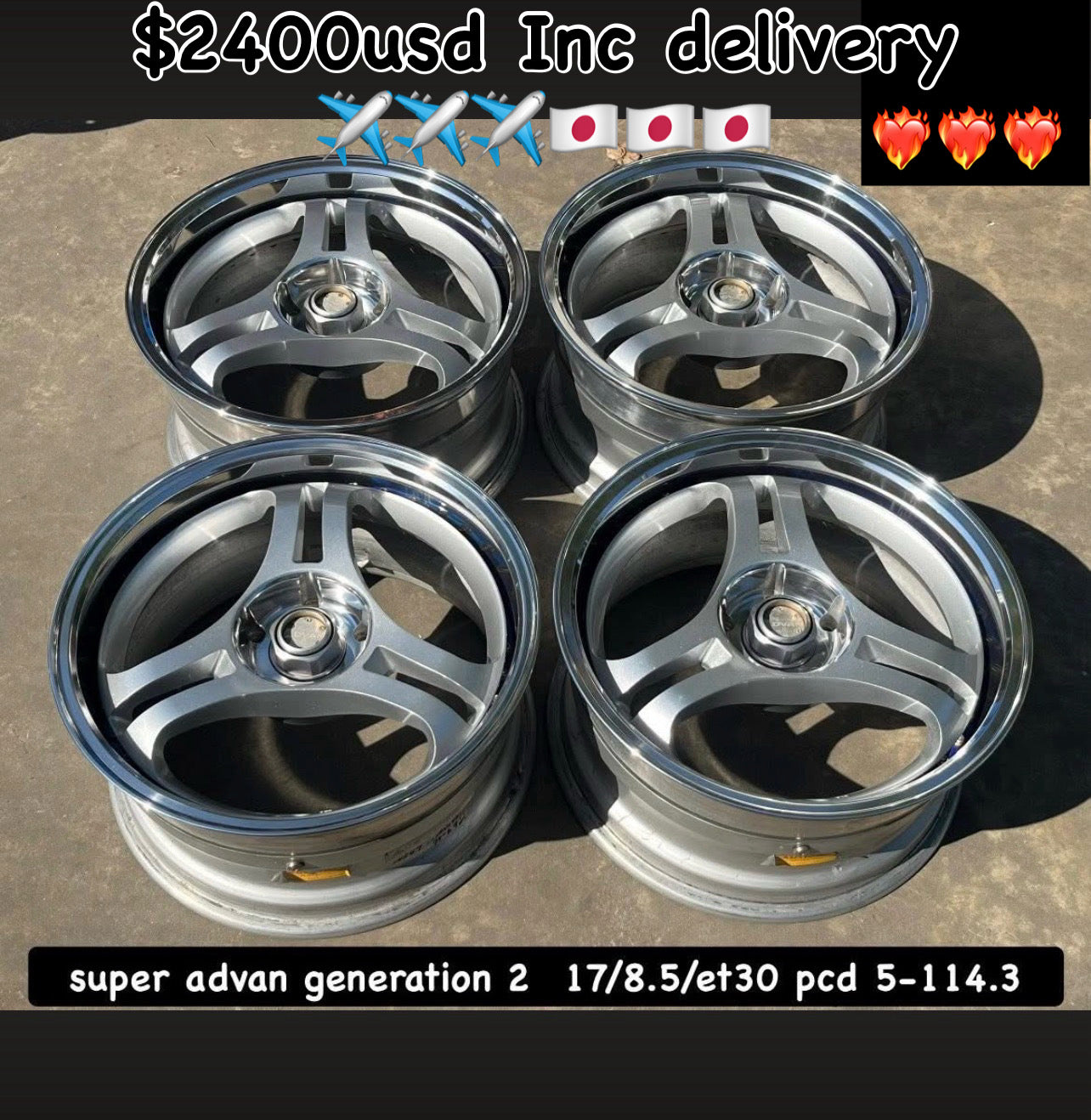 Super Advan g2. 5/114.3 pcd. Set.
